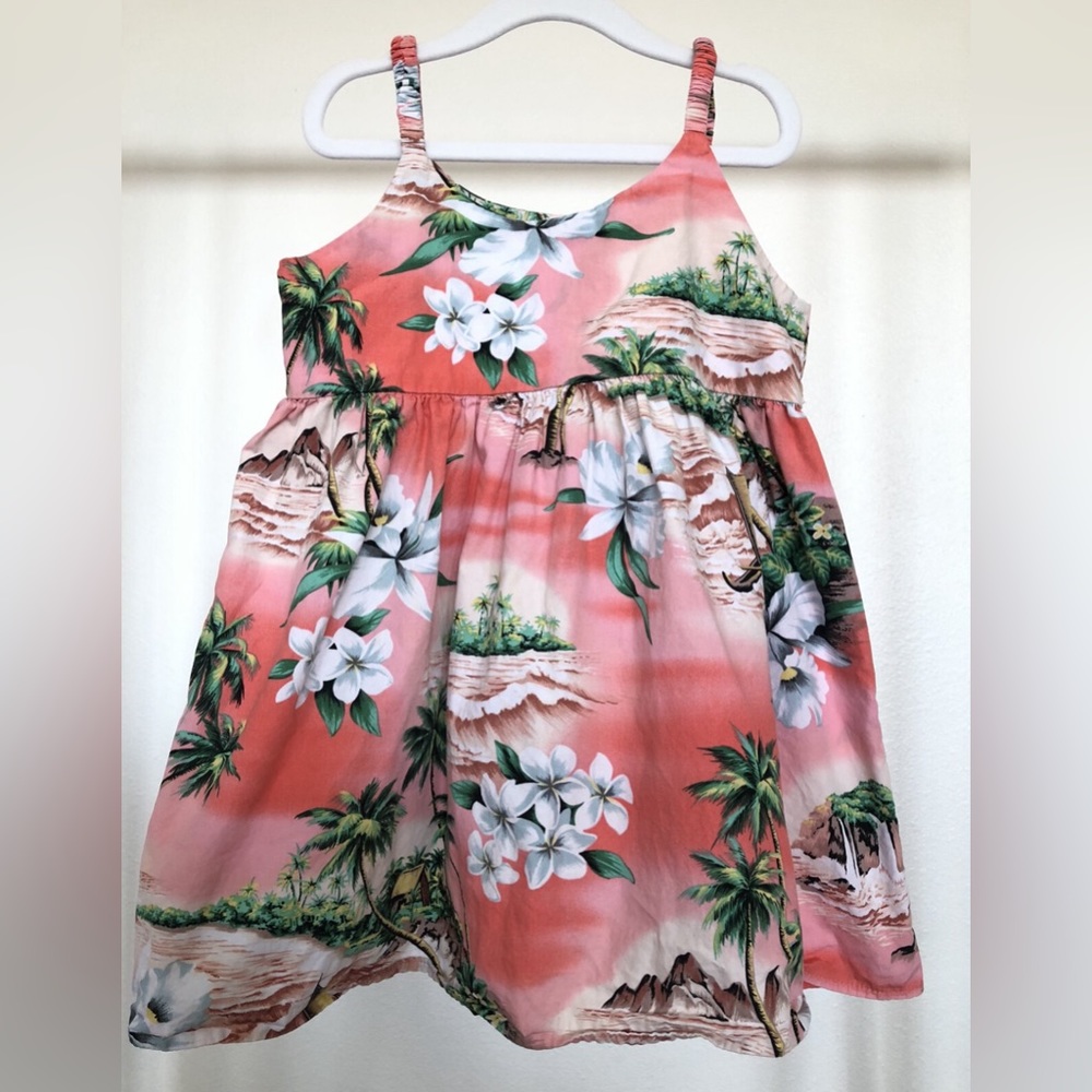 KY's Peach Hawaiian Bungee Dress with Tropical Island